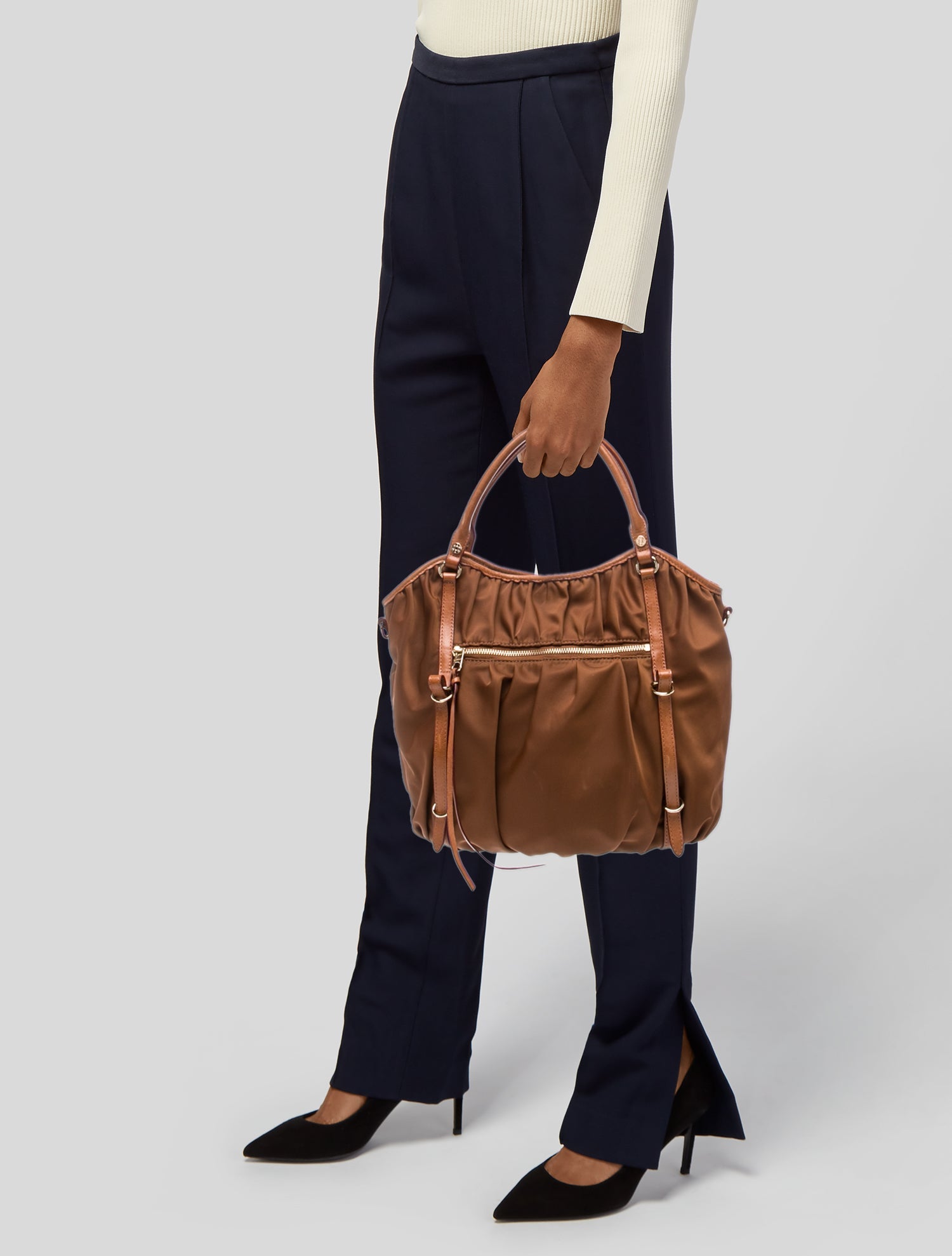 MZ Wallace Nylon Top Handle Bag - Brown Handle Bags, Handbags