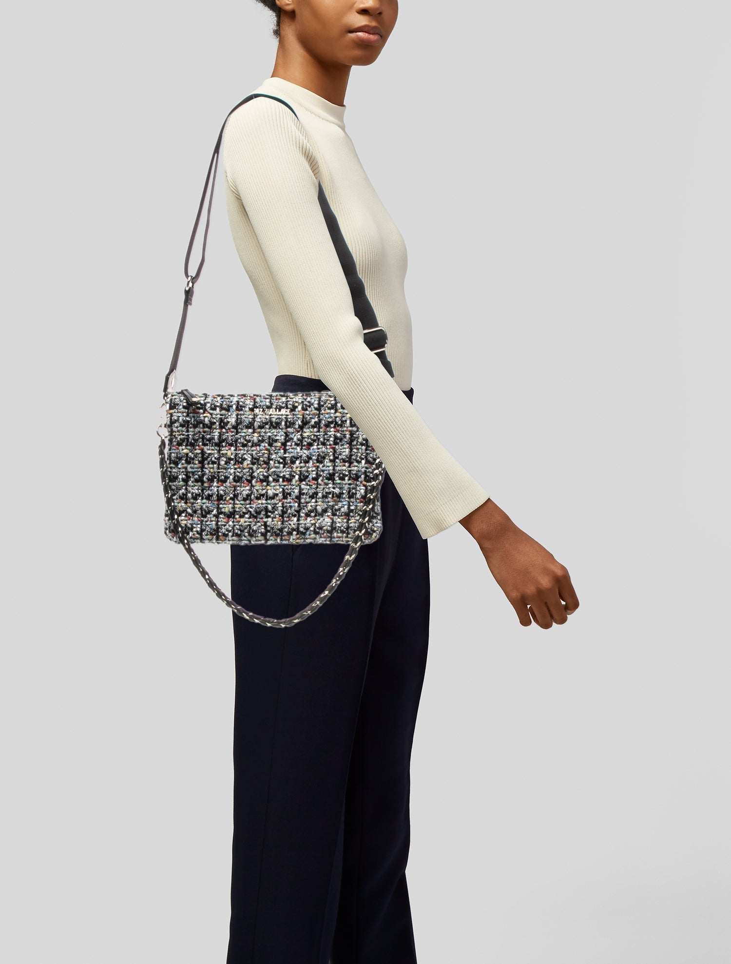 MZ Wallace Tweed Top Handle Bag w/ Tags - Black Handle Bags