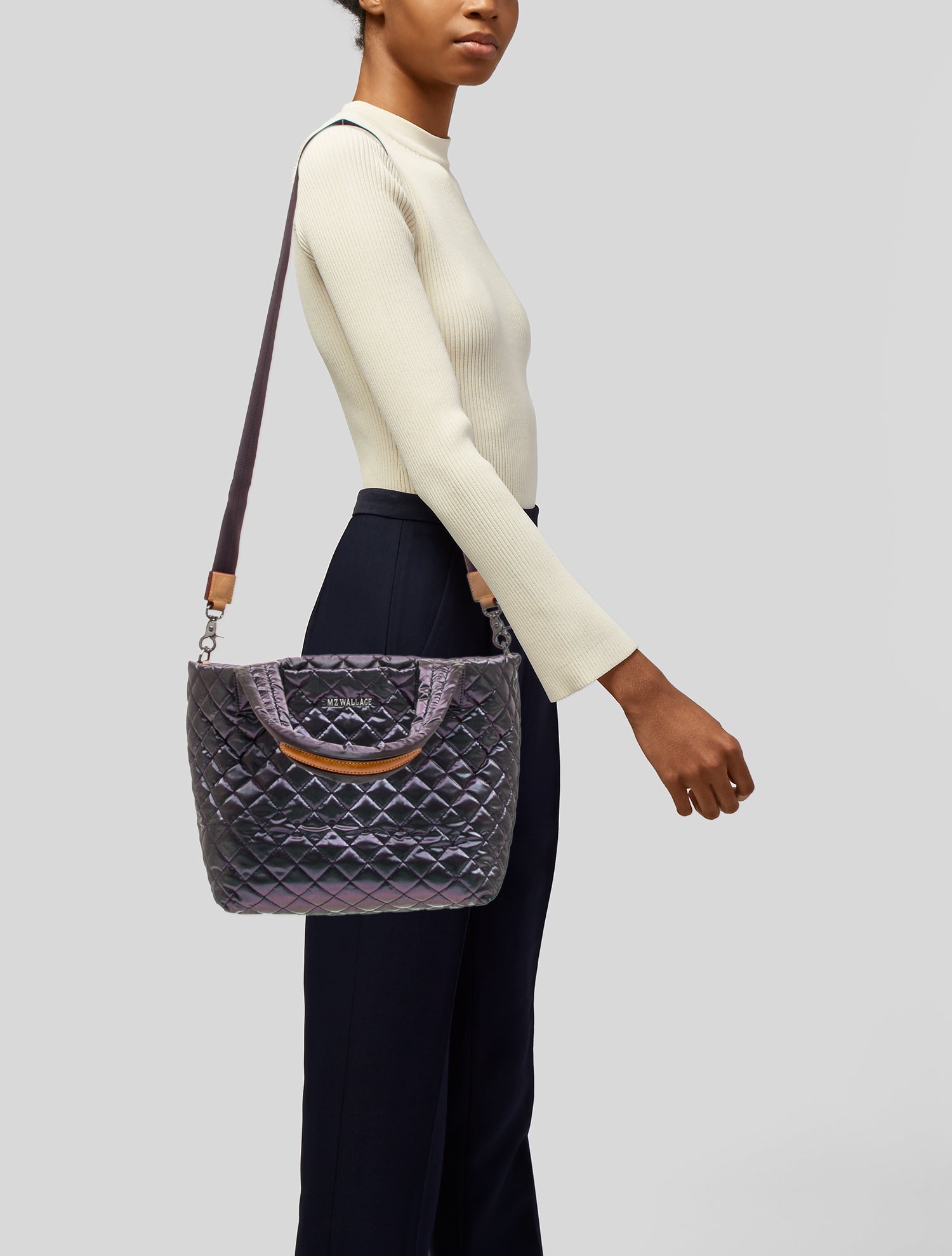 MZ Wallace Nylon Top Handle Bag Medium - Purple Handle Bags
