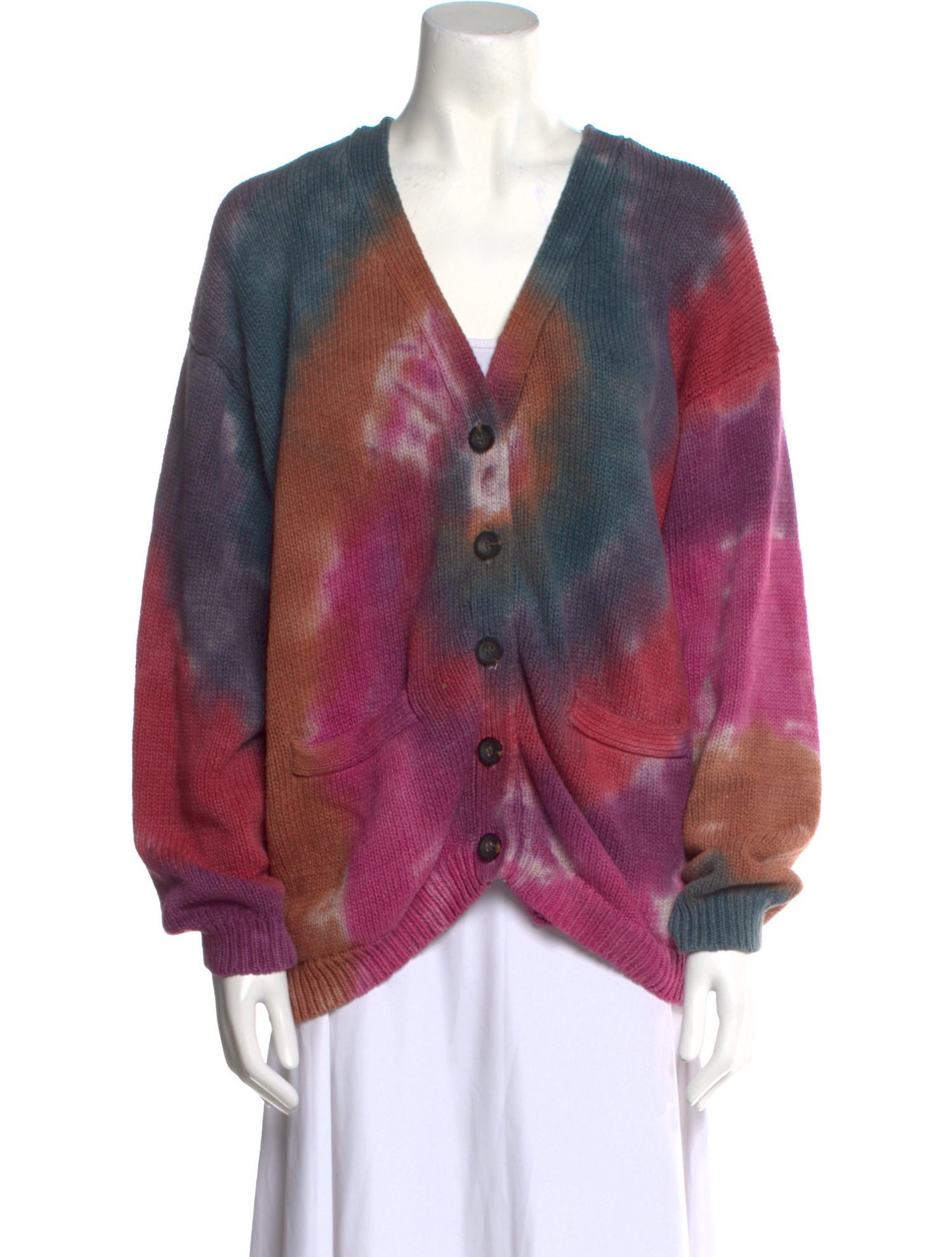 NSF Tie-Dye Print V-Neck Sweater
