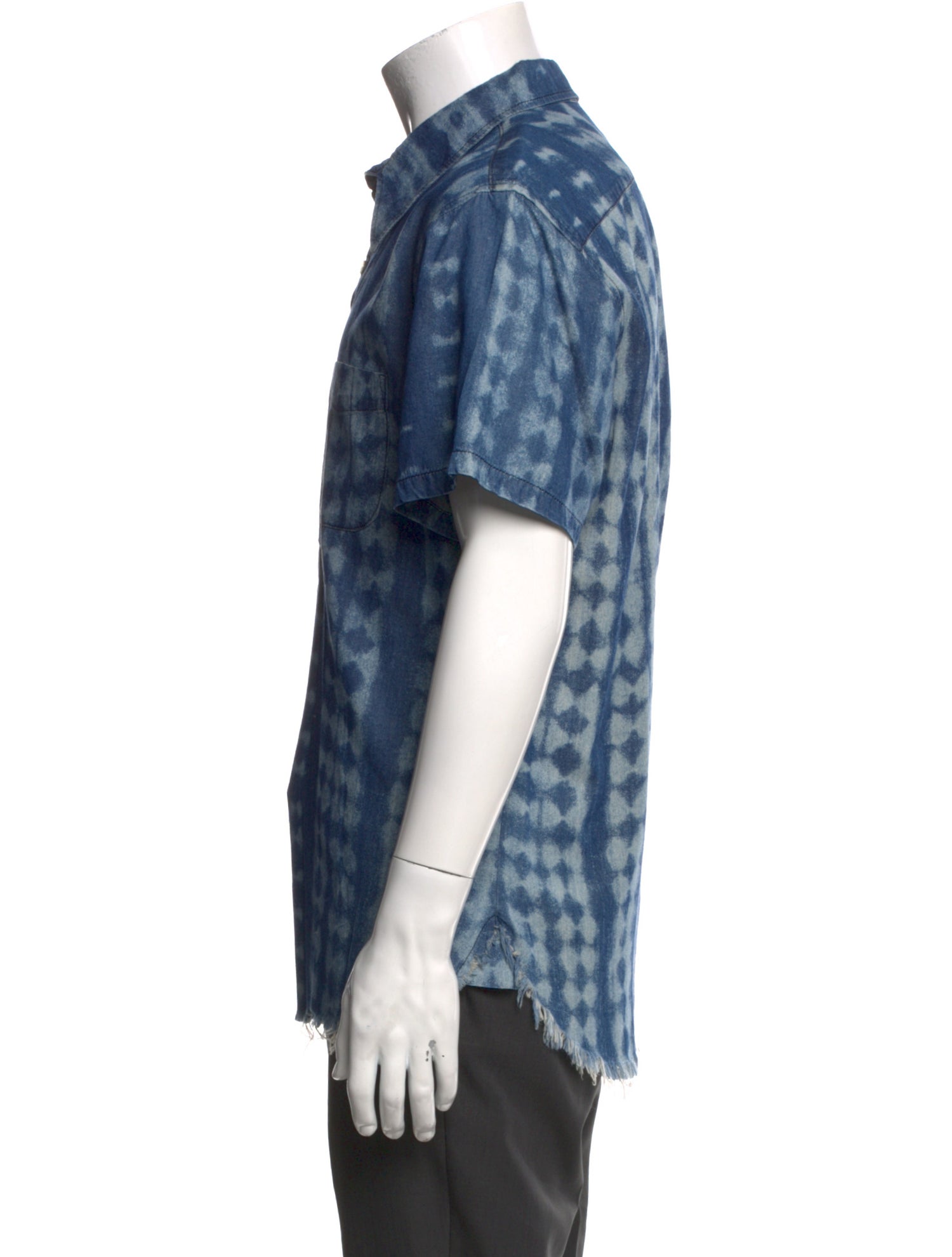 NSF Tie-Dye Print Short Sleeve Denim Shirt