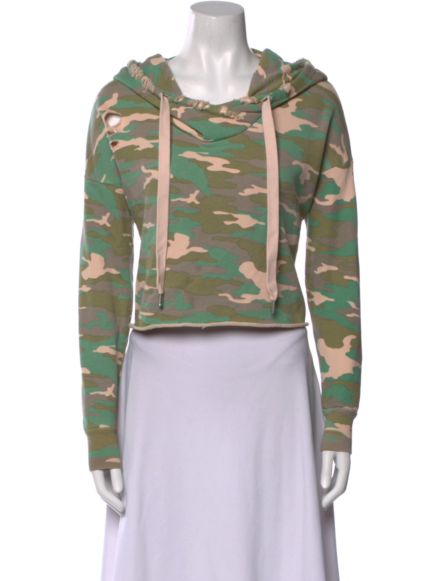 NSF Camouflage Print Bateau Neckline Sweater