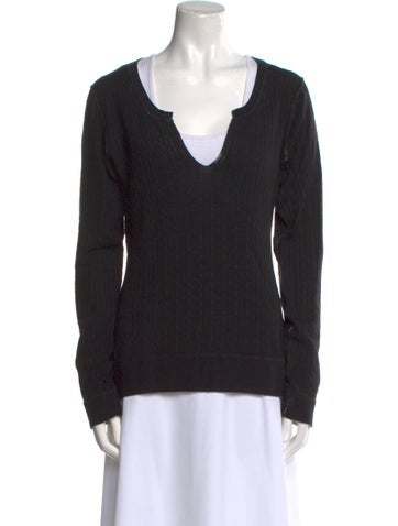 Pre-owned Nsf Merino Wool V-neck Sweater In Black
