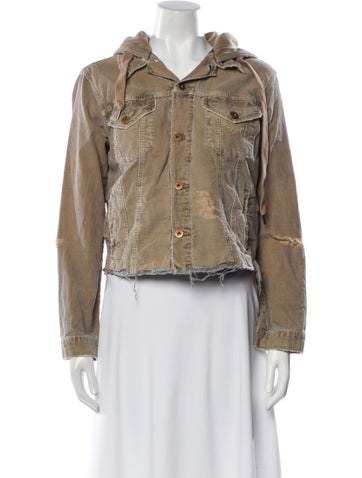 Pre-owned Nsf Printed Denim Jacket In Brown