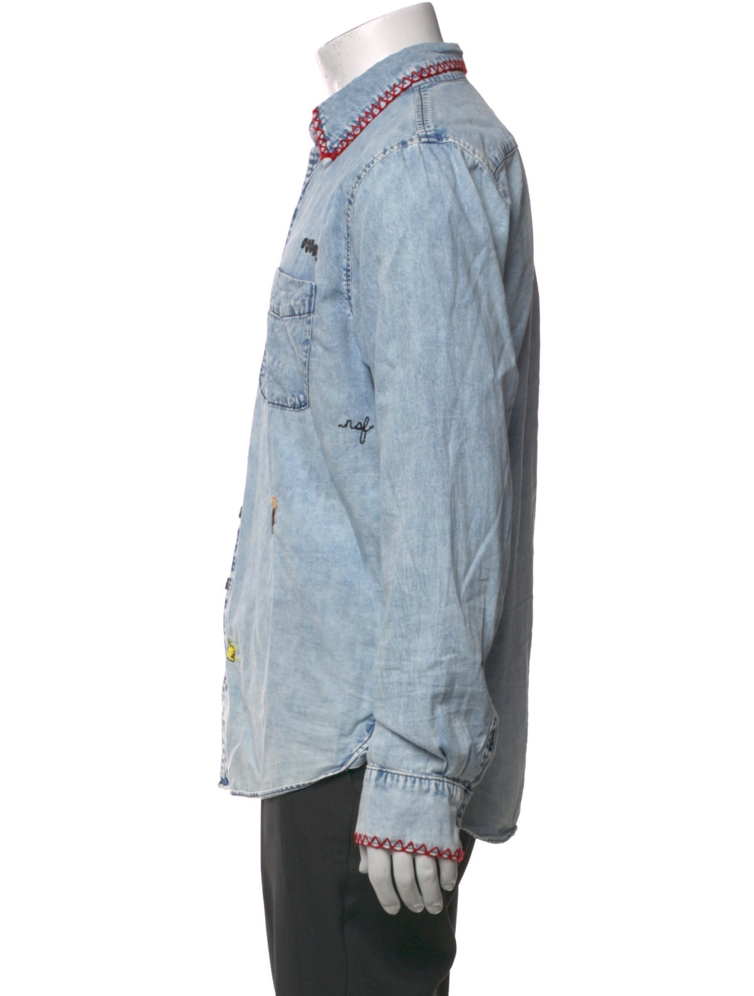 NSF Graphic Print Long Sleeve Denim Shirt