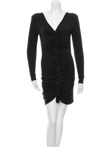 Magaschoni Long Sleeve Ruffle-Accented Dress