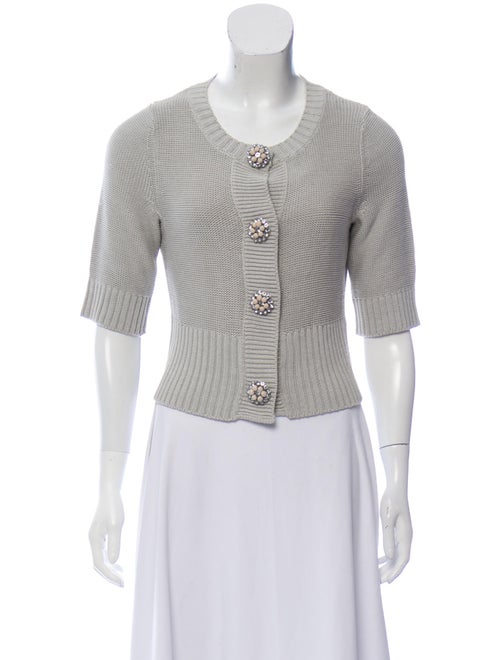 Magaschoni Embellished Cropped Cardigan grey
