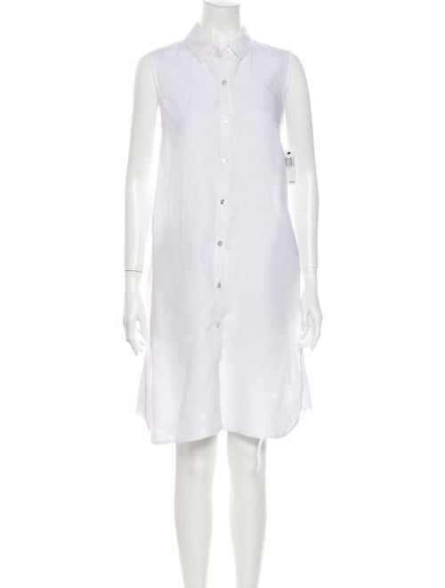 Magaschoni Linen Knee-Length Dress White