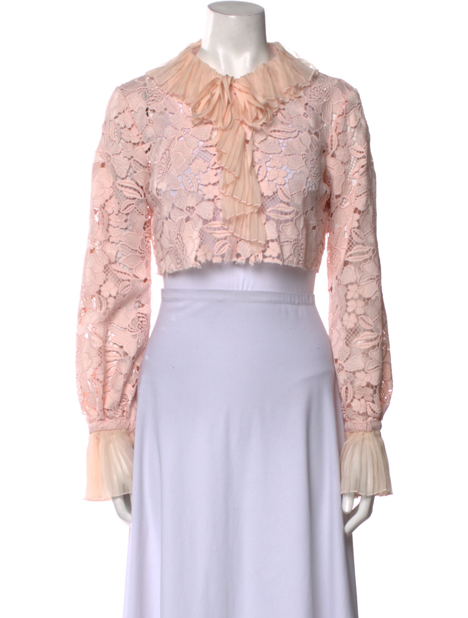 N21 x Wolford Lace Pattern Mock Neck Crop Top