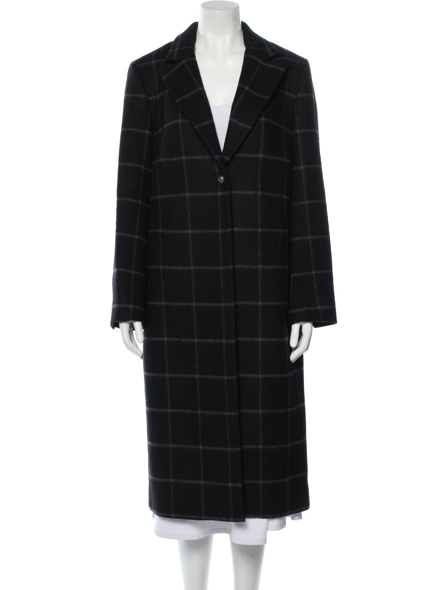Partow Wool Plaid Print Fur Coat