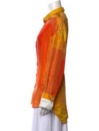 Partow Silk Printed Button-Up Top