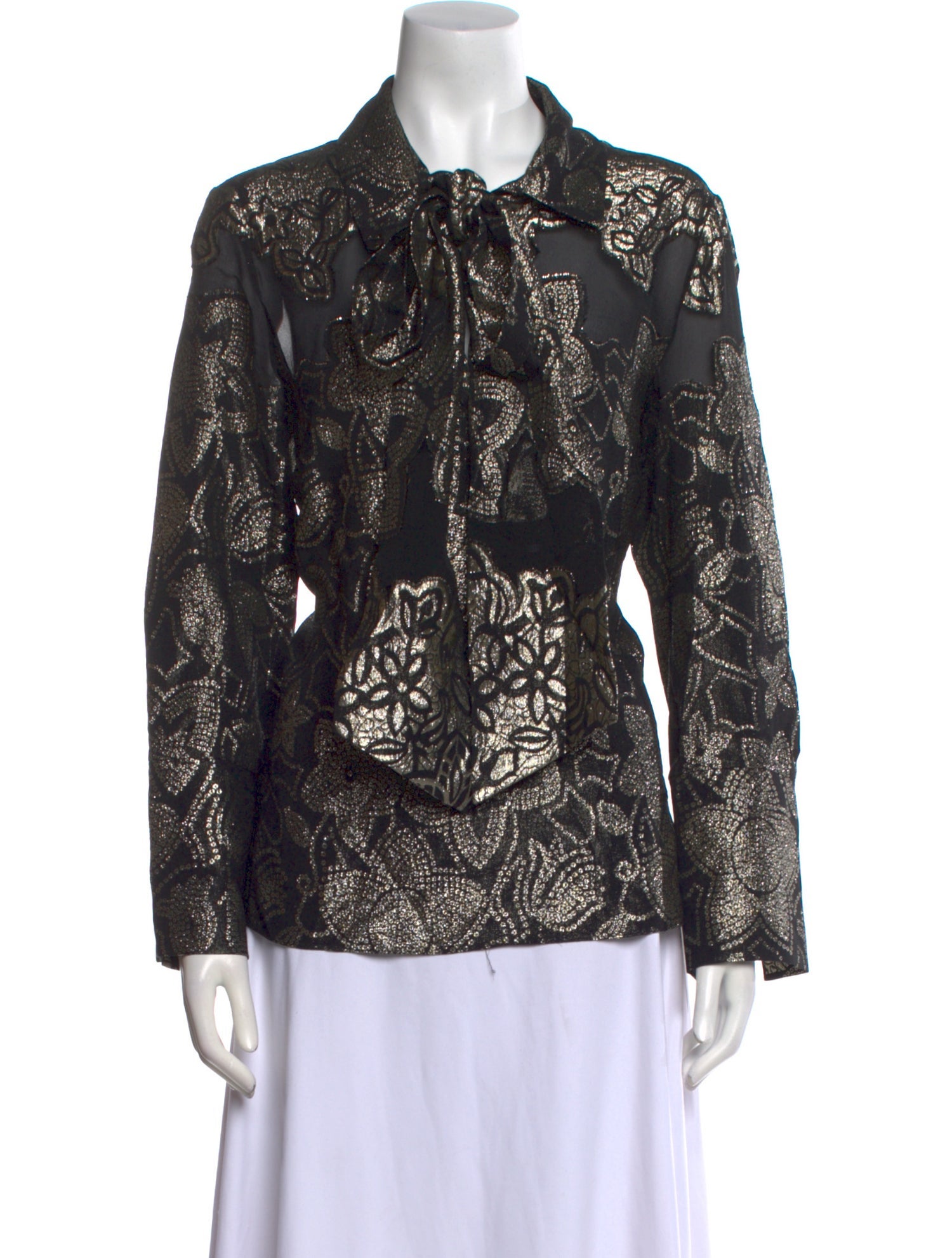 Partow Silk Printed Button-Up Top w/ Tags