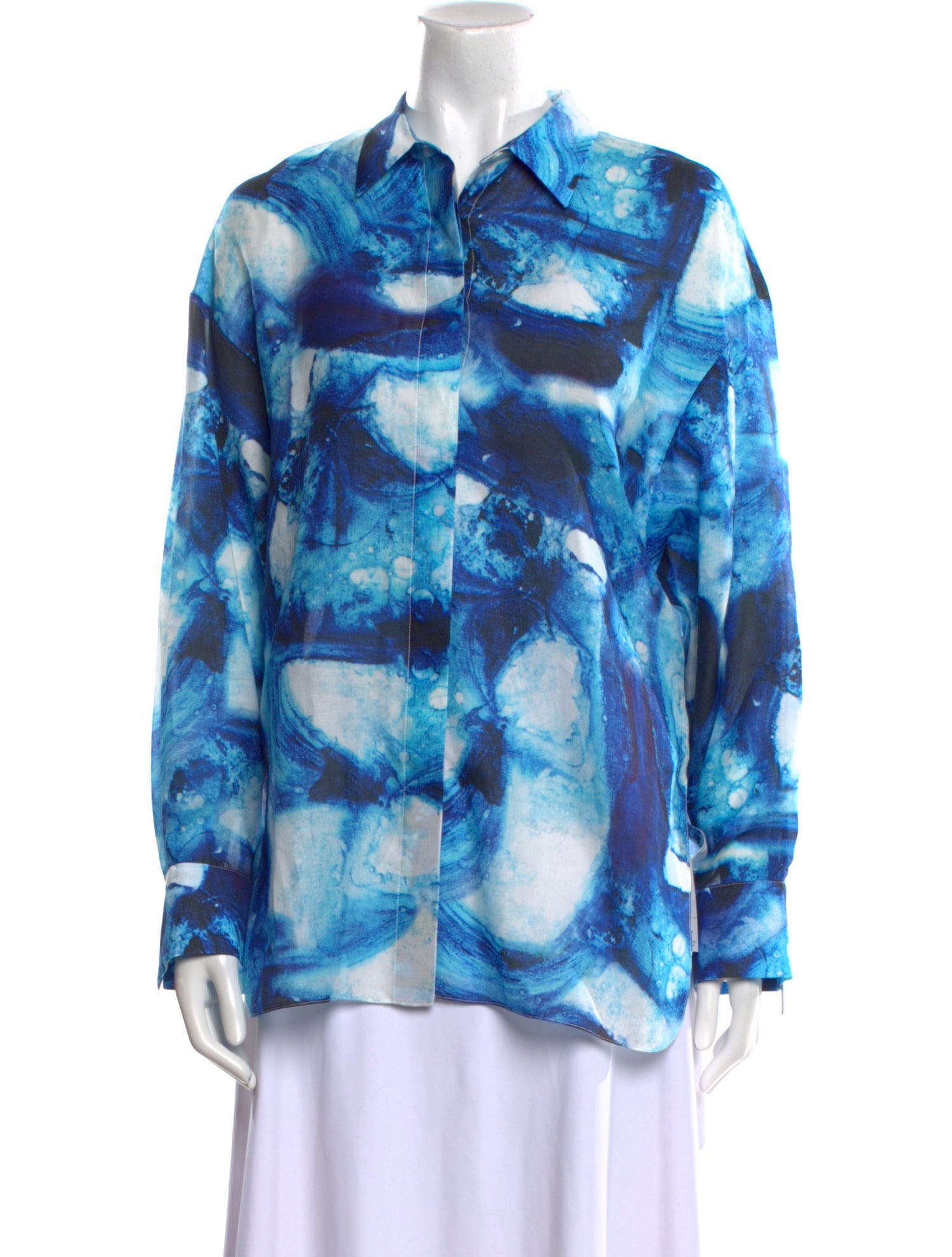 Partow Printed Long Sleeve Button-Up Top w/ Tags