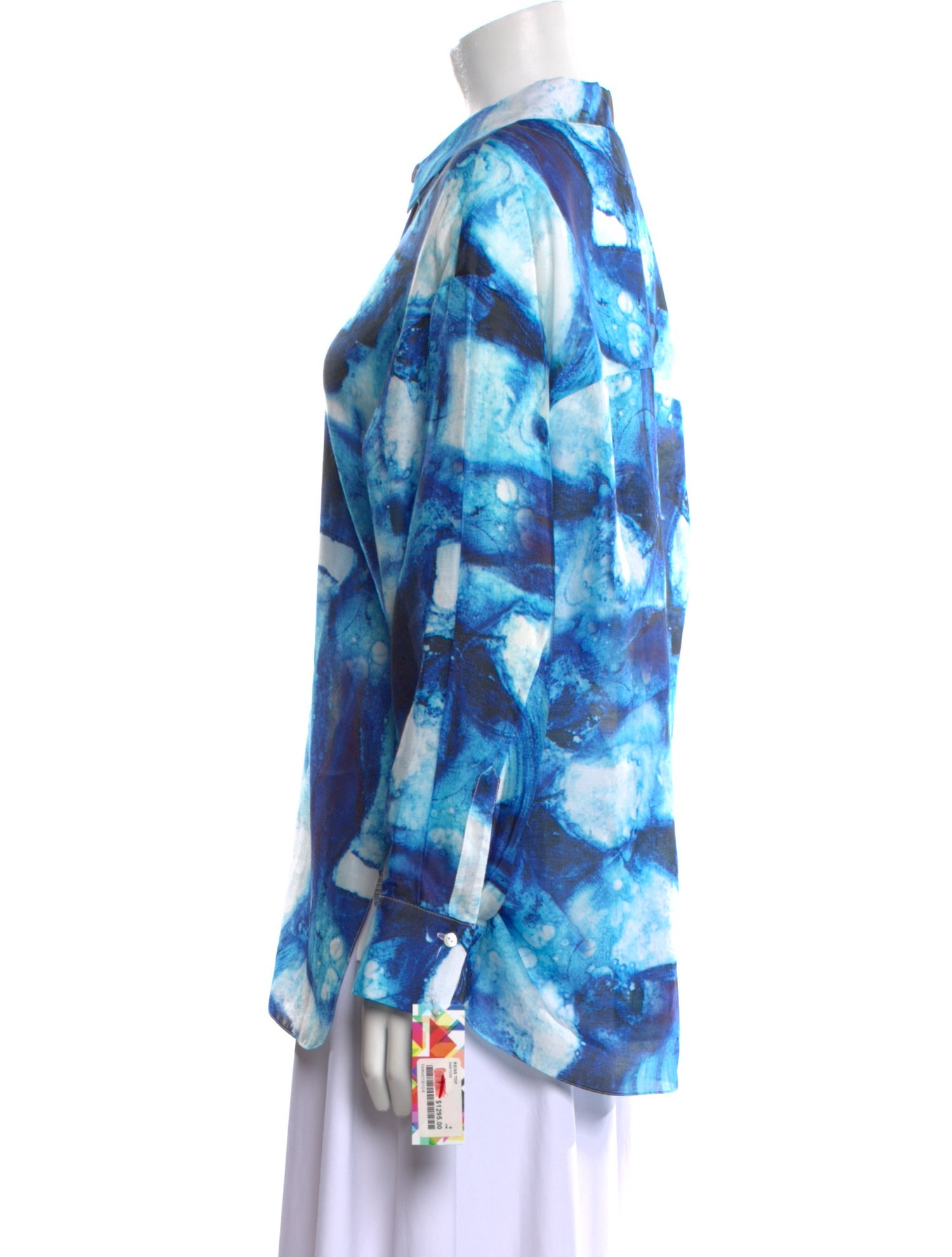 Partow Printed Long Sleeve Button-Up Top w/ Tags