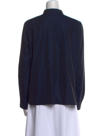 Partow Mock Neck Long Sleeve Button-Up Top