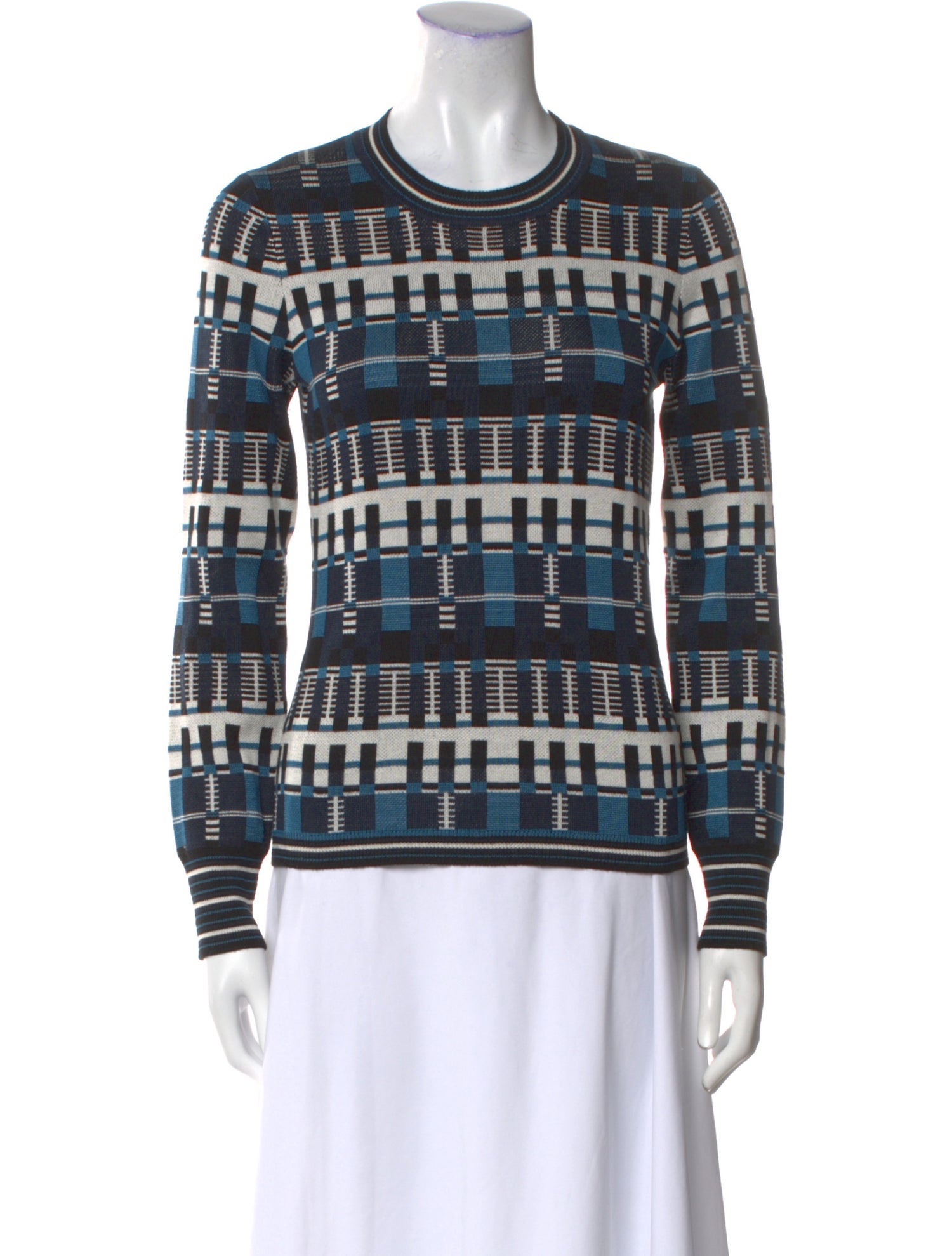 Partow Silk Plaid Print Sweater