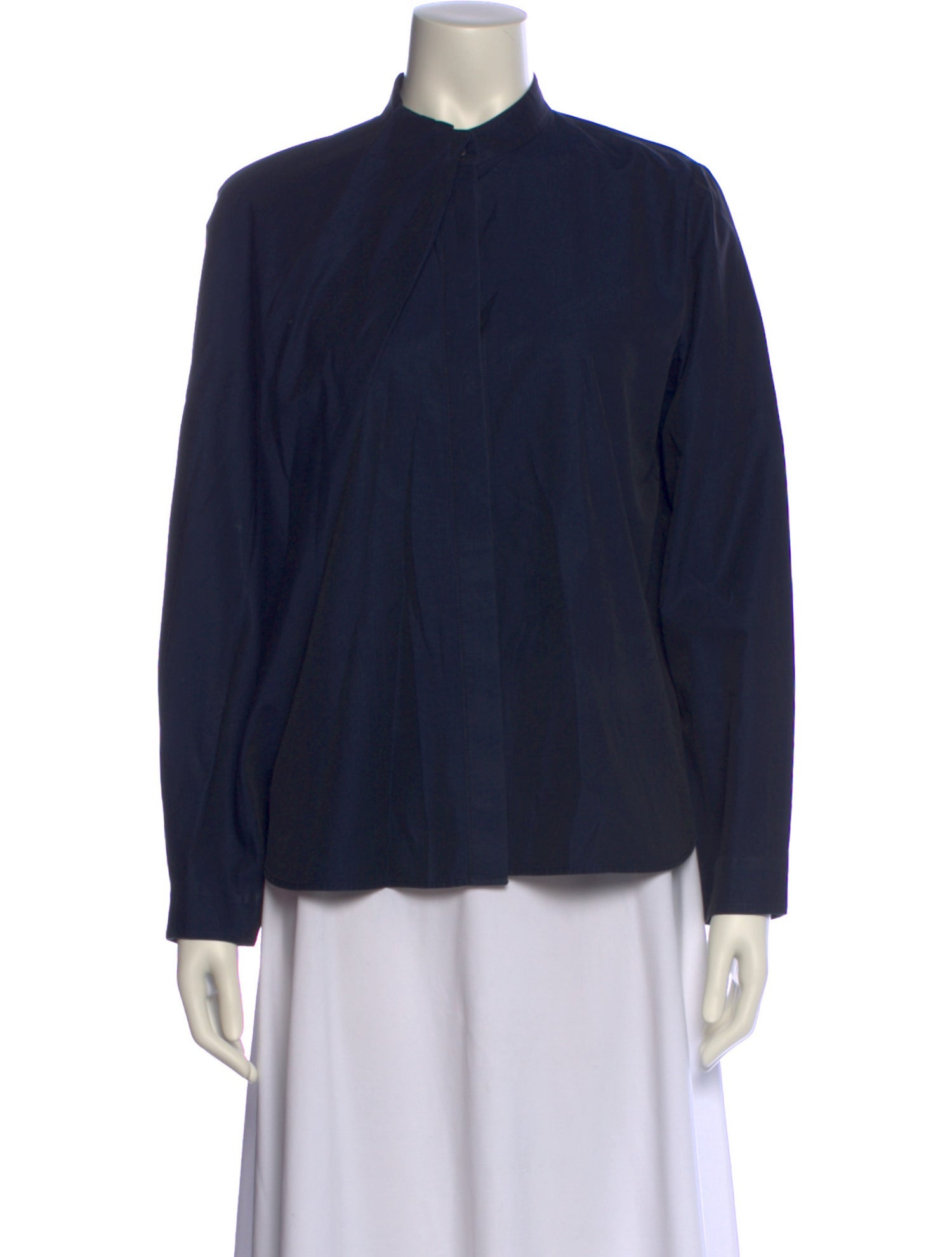 Partow Mock Neck Long Sleeve Button-Up Top