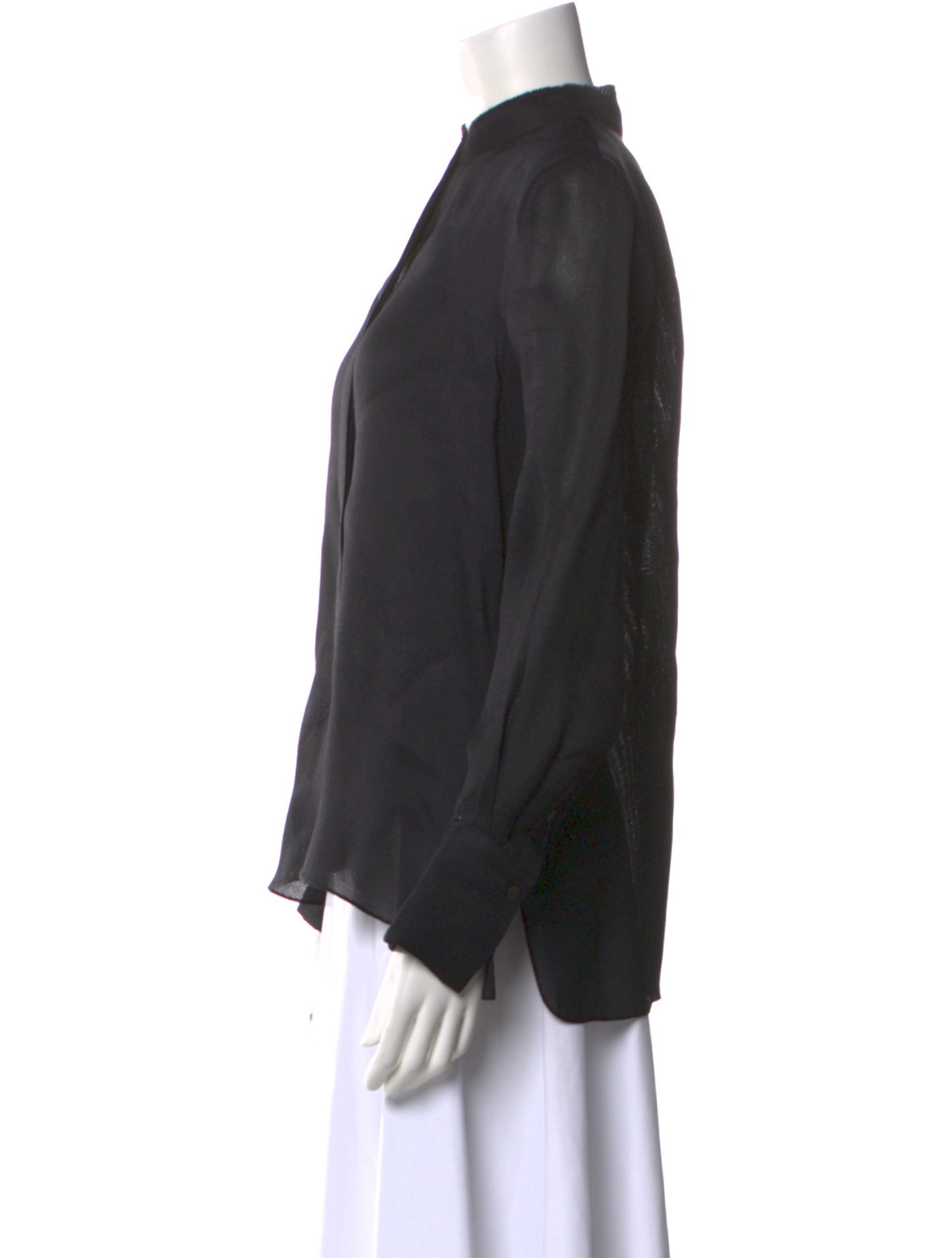 Partow Silk Long Sleeve Button-Up Top