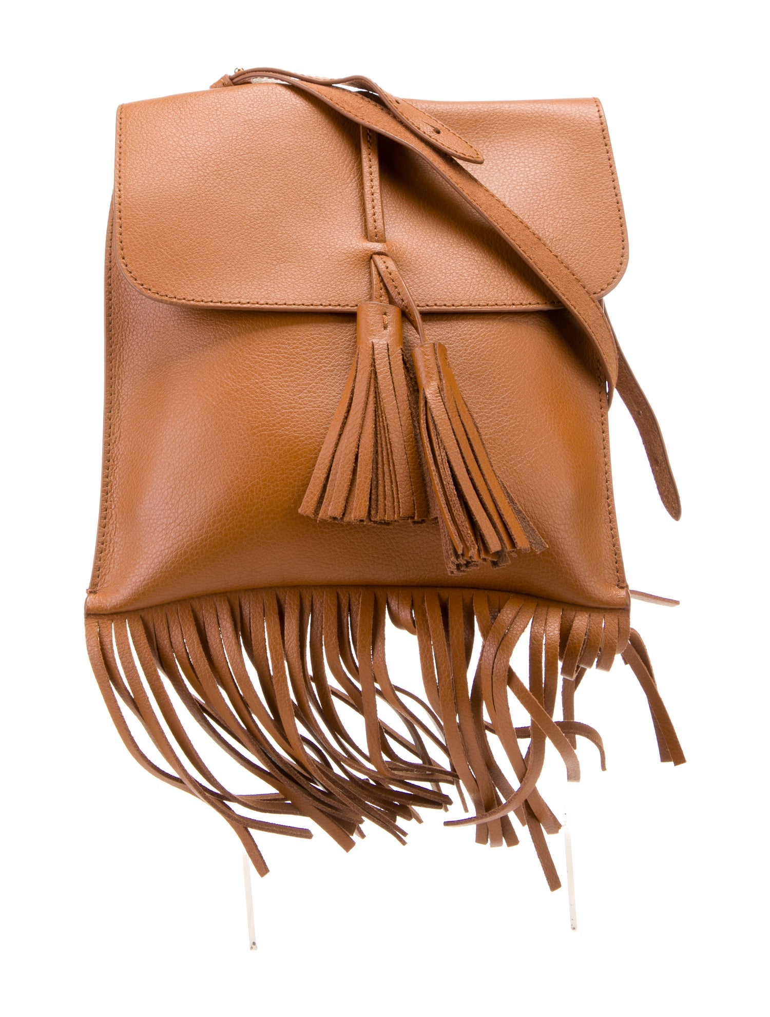 Nili Lotan Fringe Trimmed Leather Crossbody Bag - Brown