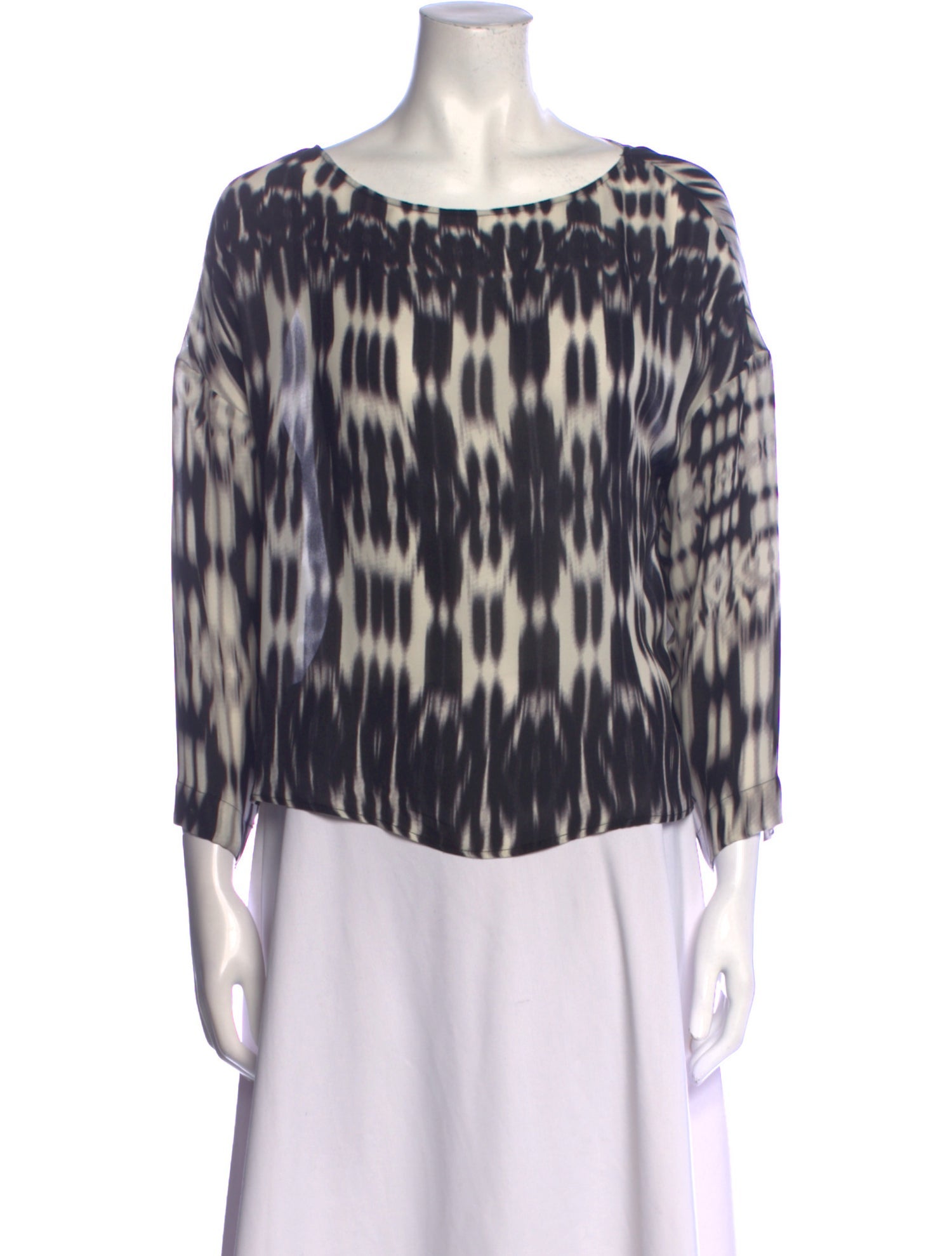 Nili Lotan Silk Tie-Dye Print Blouse