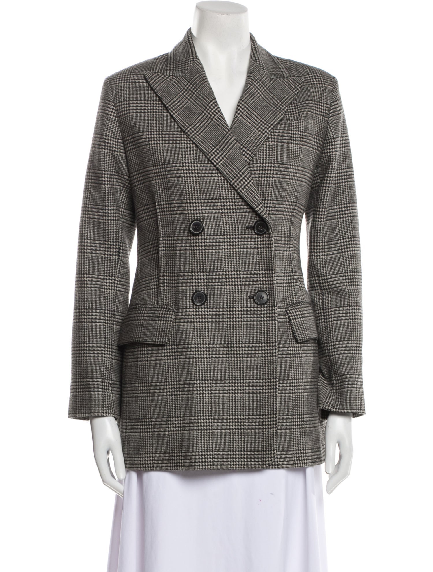 Nili Lotan Wool Plaid Print Peacoat