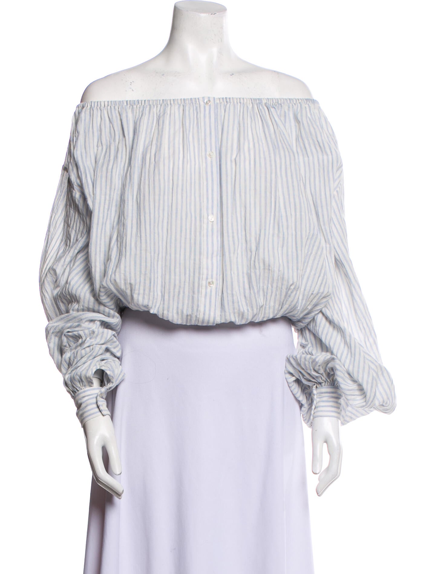 Nili Lotan Striped Off-The-Shoulder Crop Top