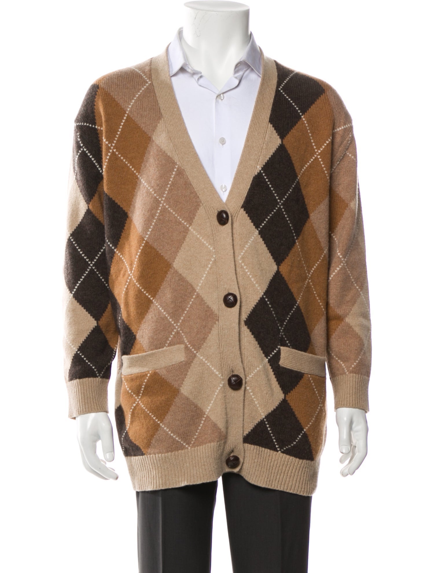 Nili Lotan Wool Plaid Print Cardigan