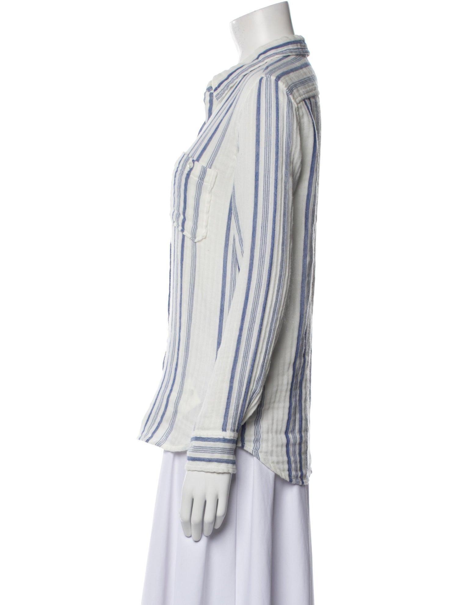 Nili Lotan Striped V-Neck Button-Up Top