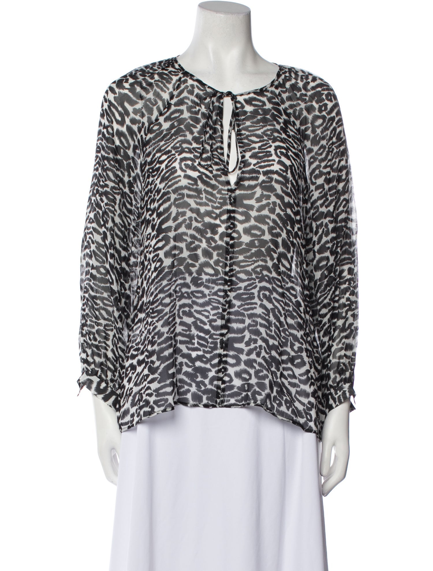 Nili Lotan Silk Animal Print Blouse