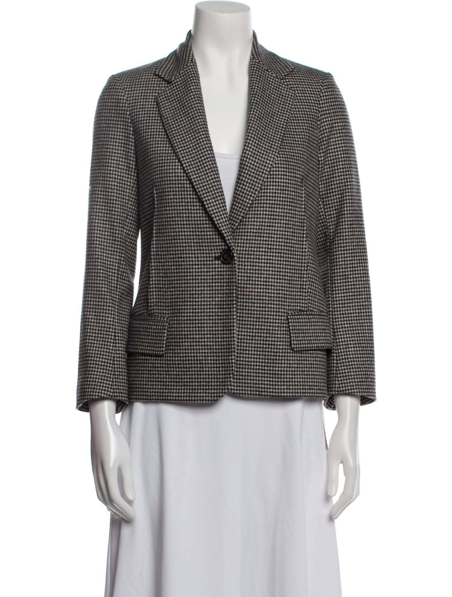 Nili Lotan Wool Houndstooth Print Blazer