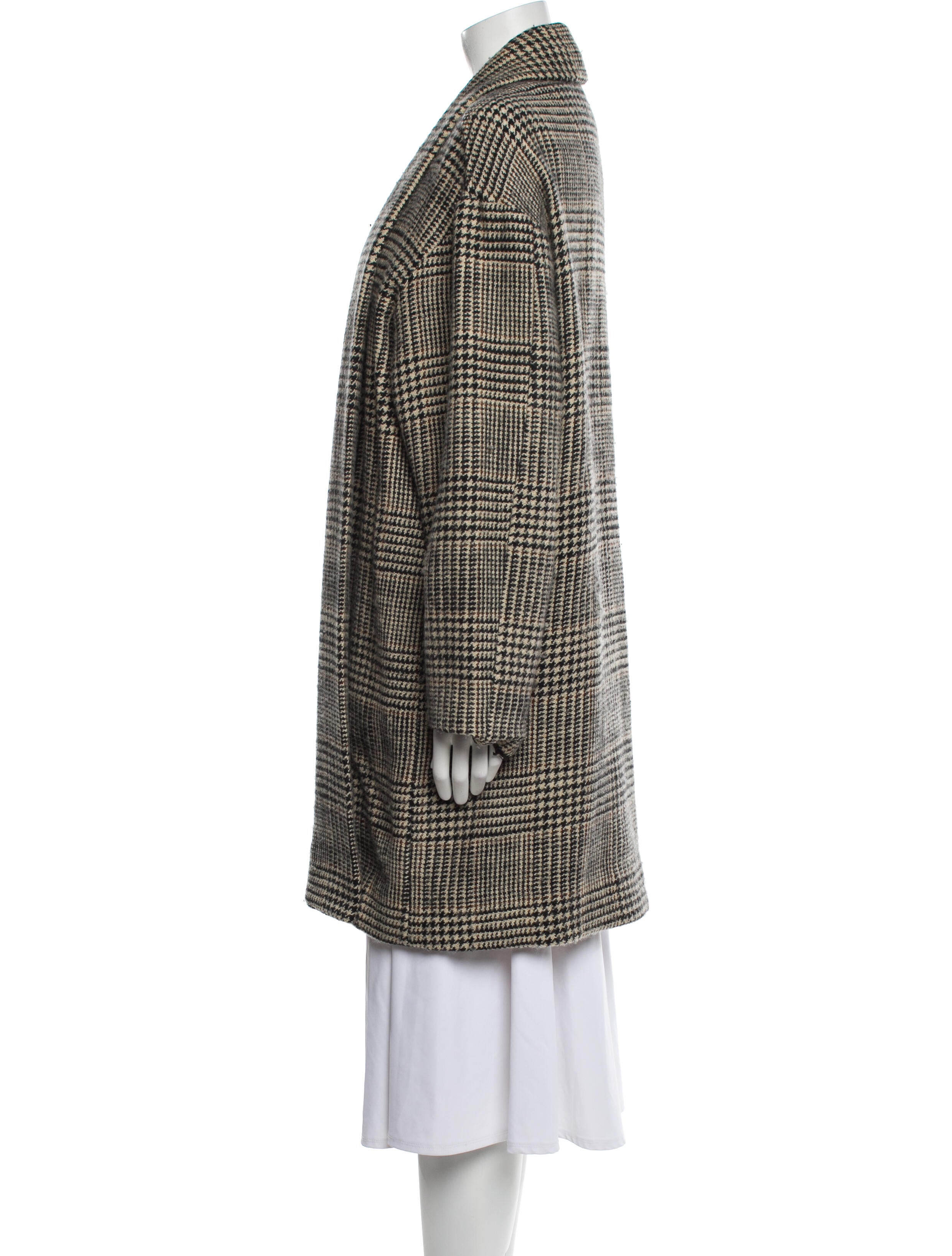 Nili Lotan Virgin Wool Plaid Print Coat