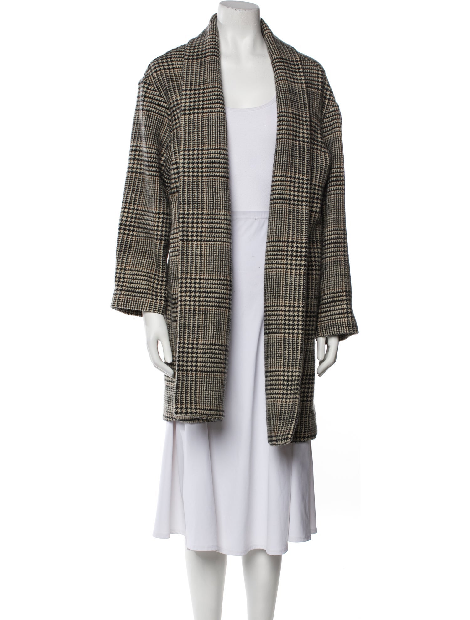 Nili Lotan Virgin Wool Plaid Print Coat