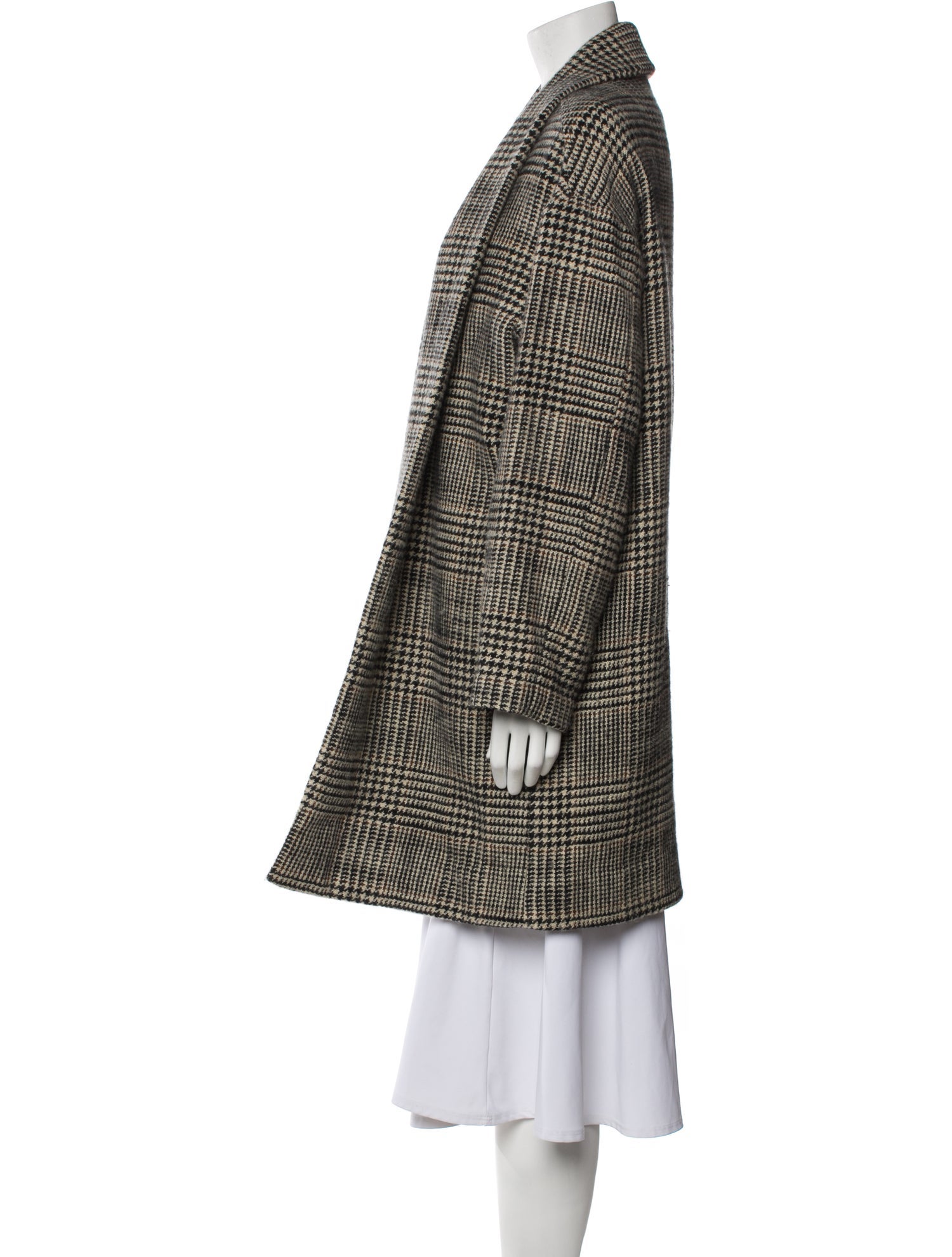 Nili Lotan Virgin Wool Plaid Print Coat