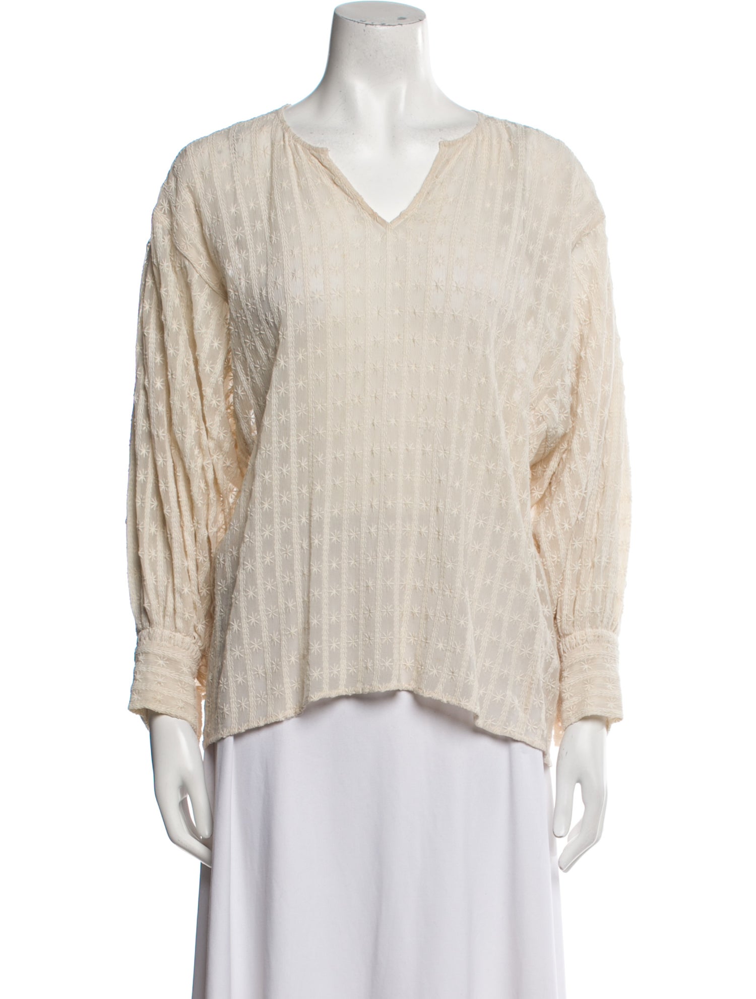 Nili Lotan V-Neck Long Sleeve Top