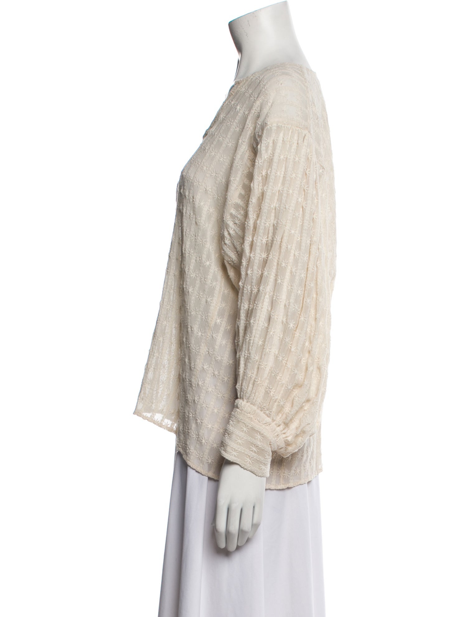 Nili Lotan V-Neck Long Sleeve Top