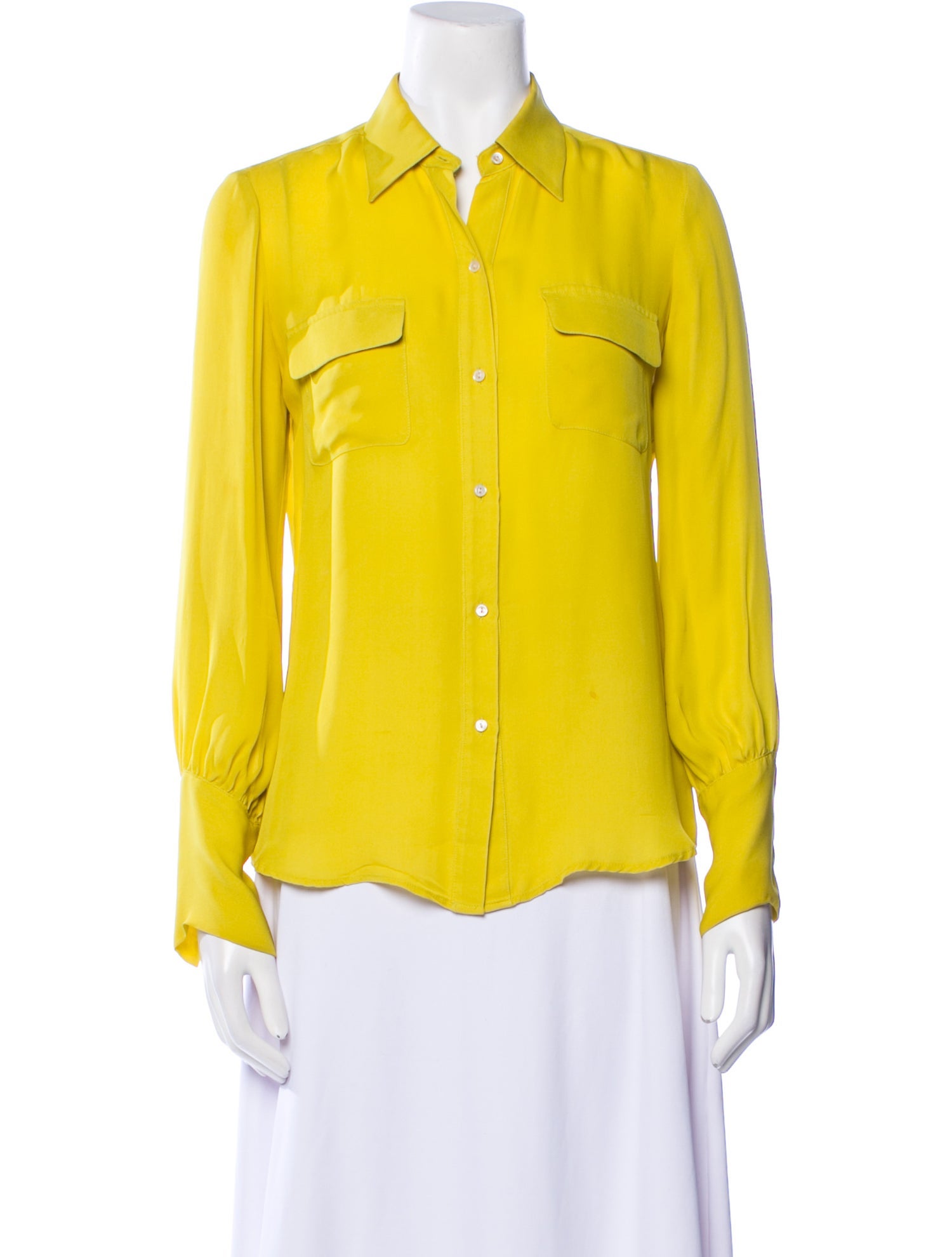 Nili Lotan Silk Long Sleeve Button-Up Top