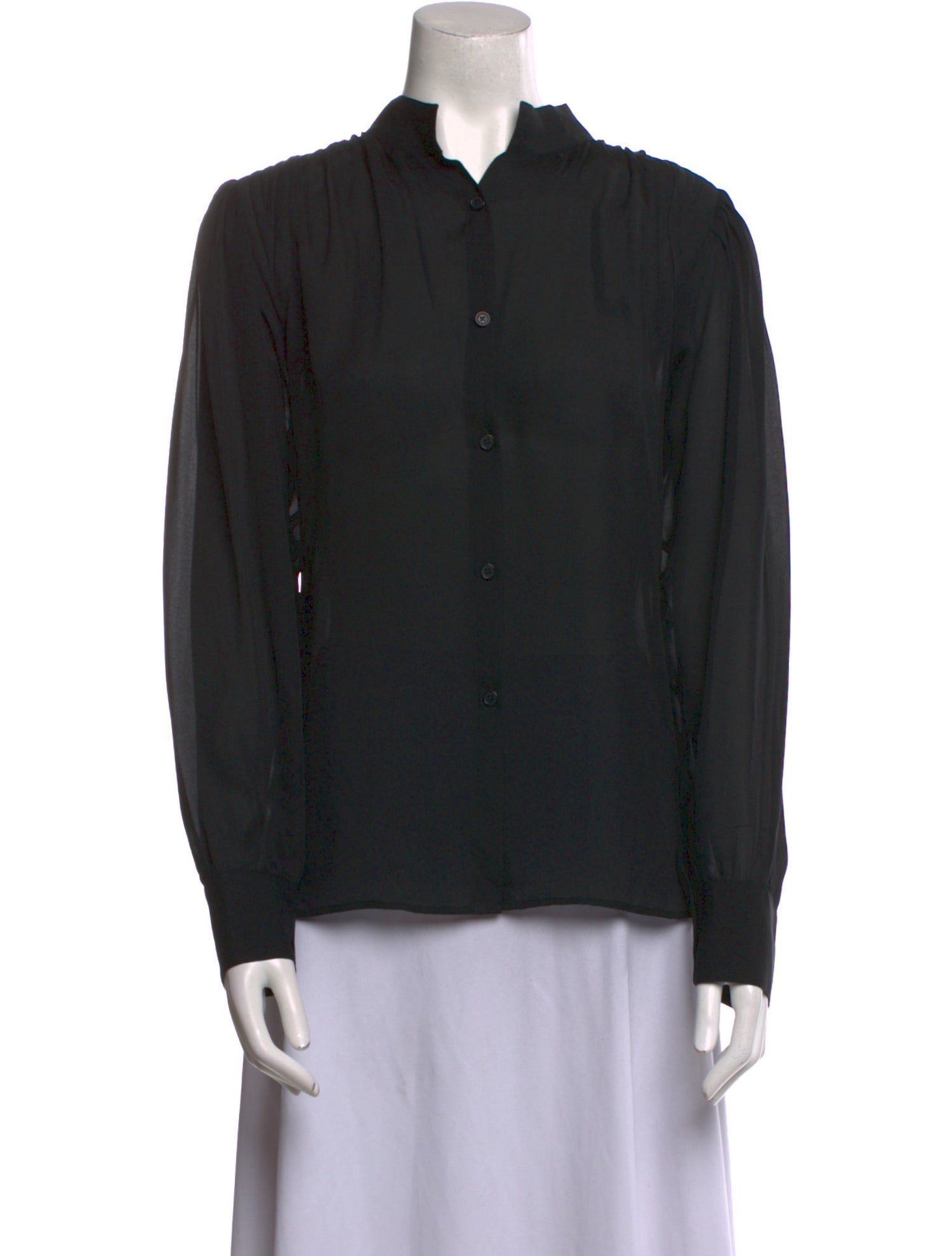 Nili Lotan Silk Long Sleeve Button-Up Top