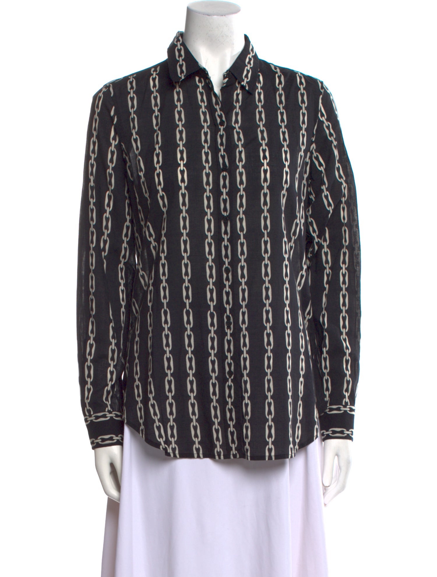 Nili Lotan Printed Long Sleeve Button-Up Top