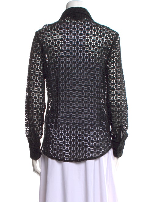 Nili Lotan Lace Pattern Long Sleeve Button-Up Top