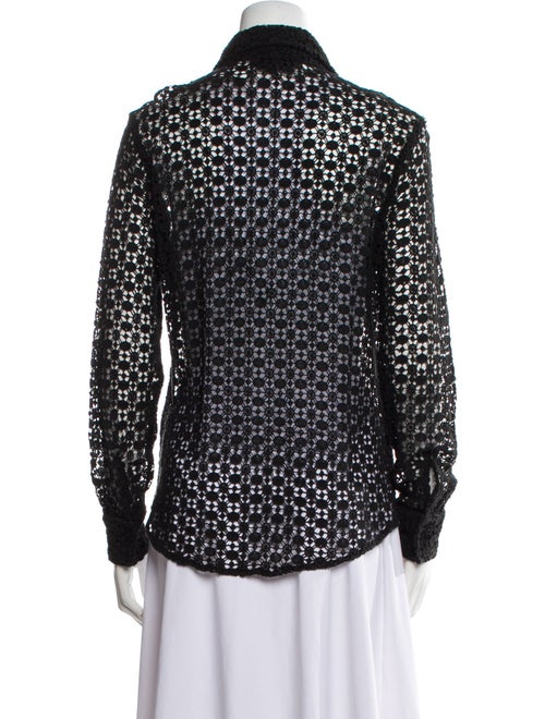 Nili Lotan Lace Pattern Long Sleeve Button-Up Top