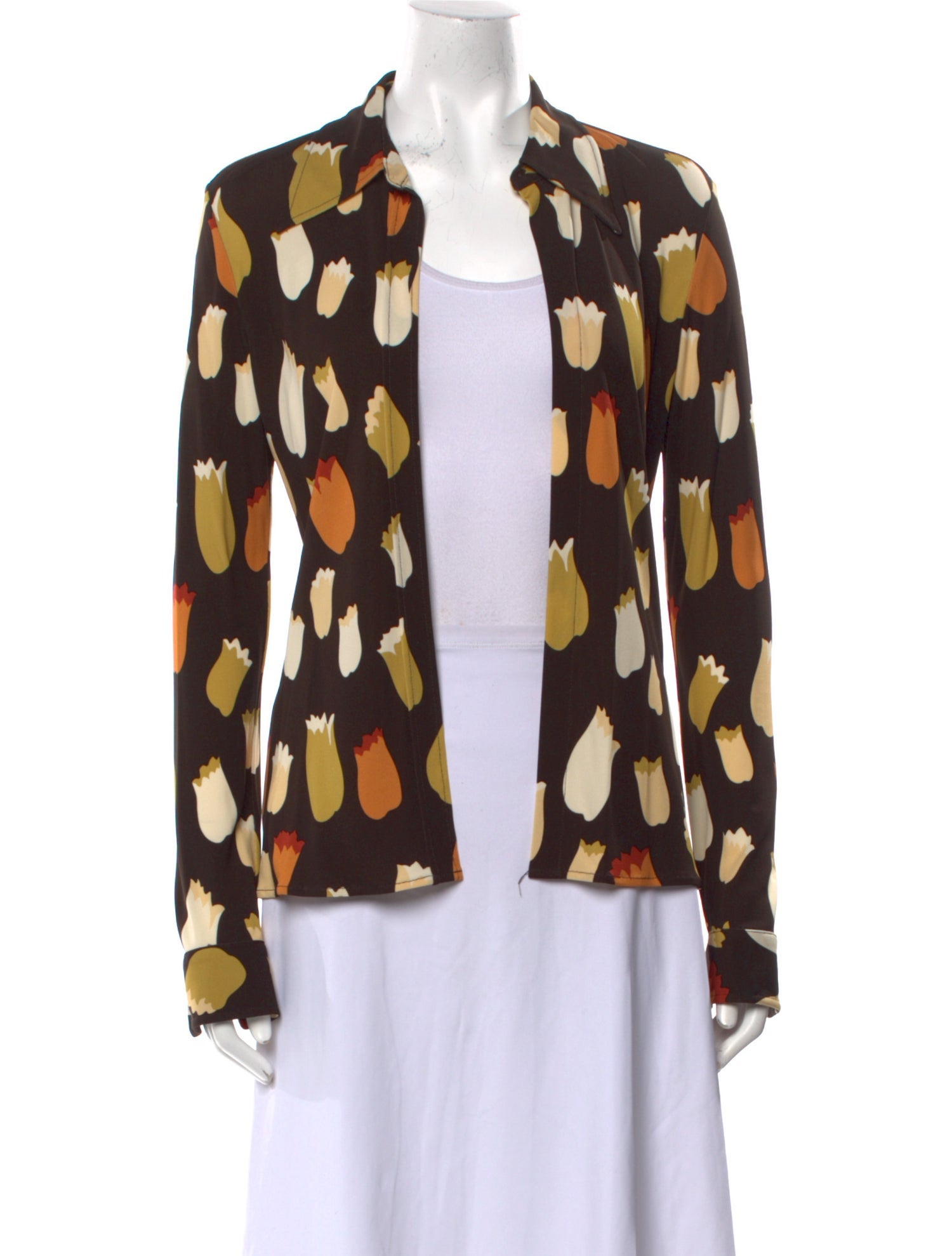 Nili Lotan Printed Open Front Blouse