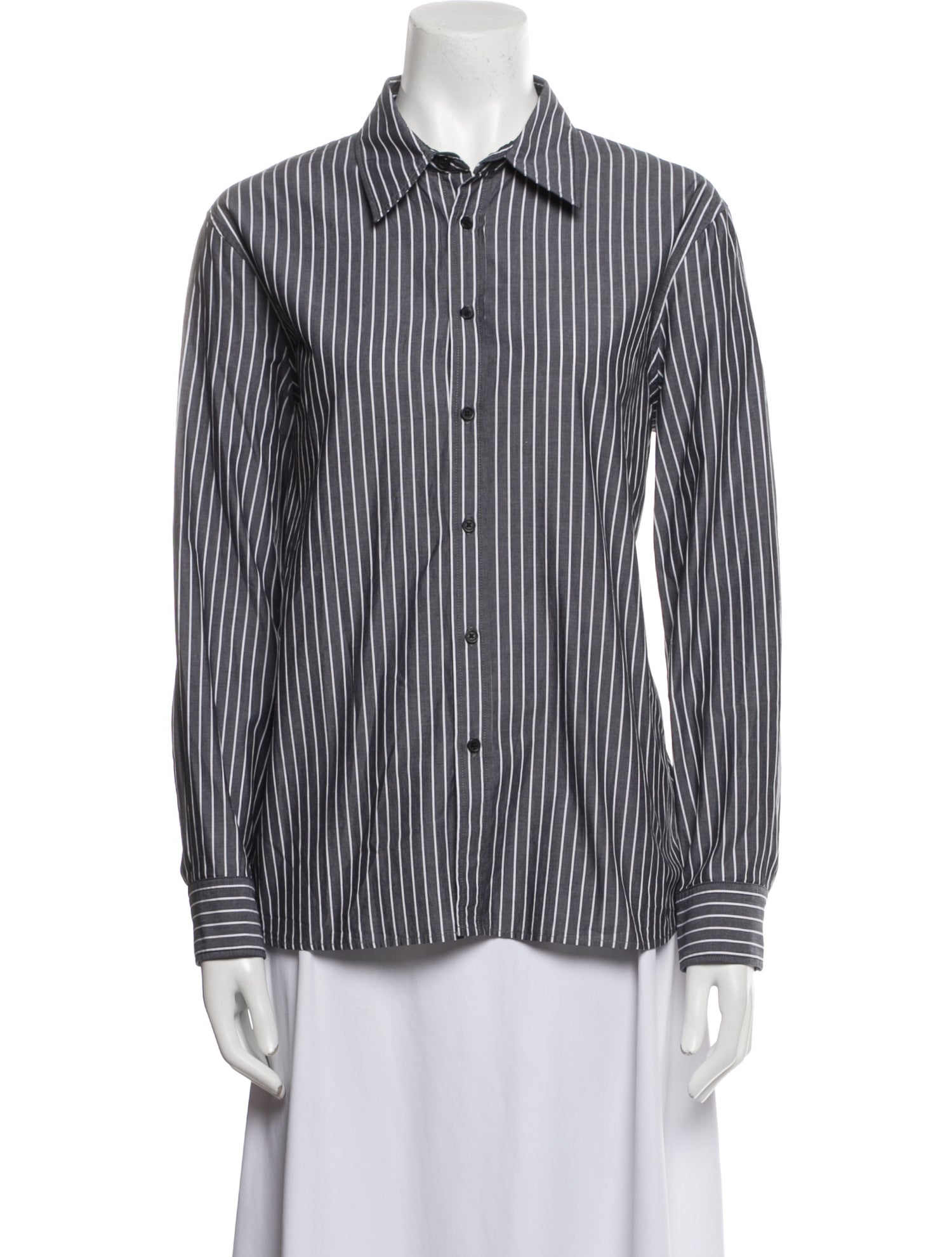 Nili Lotan Striped Long Sleeve Button-Up Top