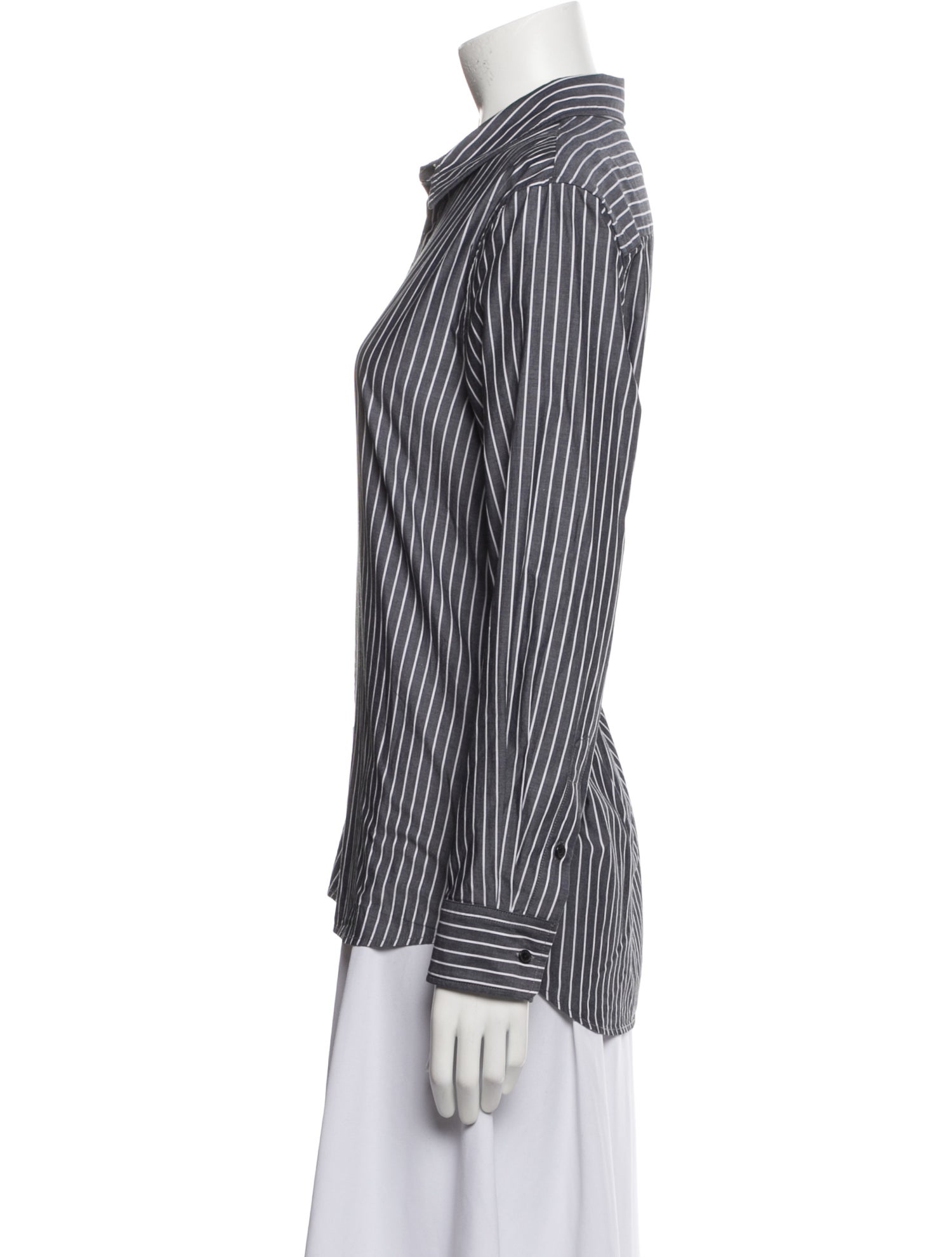Nili Lotan Striped Long Sleeve Button-Up Top