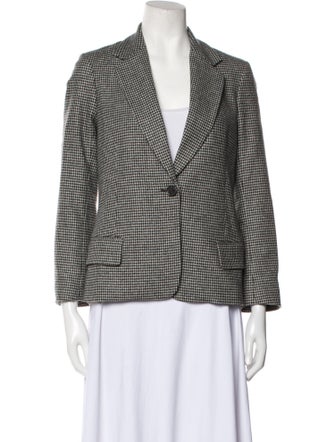Nili Lotan Wool Houndstooth Print Blazer