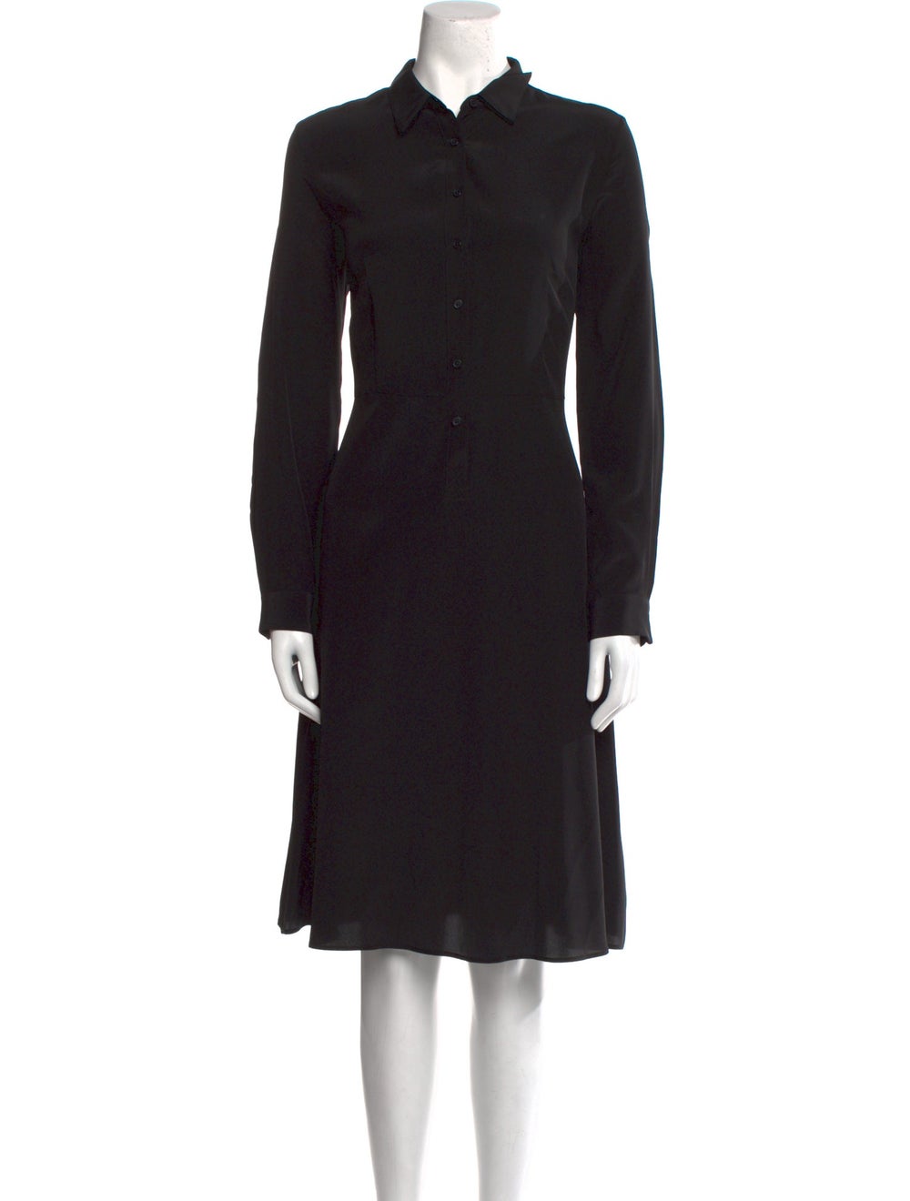 Nili Lotan Silk Shirtdress Black Long Sleeve with Collar