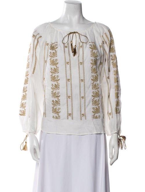 Nili Lotan Printed Off-The-Shoulder Blouse