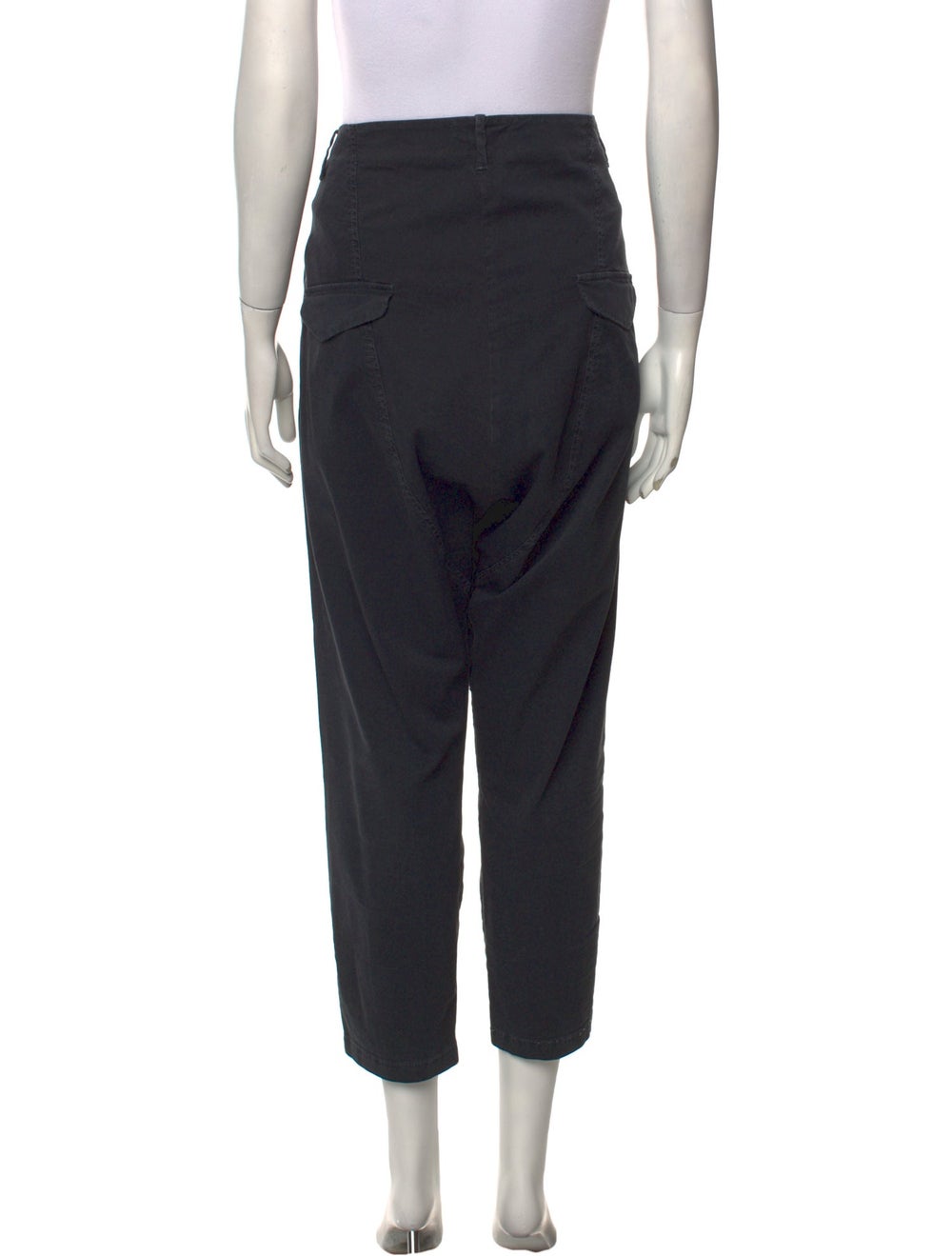 Nili Lotan Straight Leg Pants Blue Cropped with High-Rise Raw-Edge Trim Slit Pockets