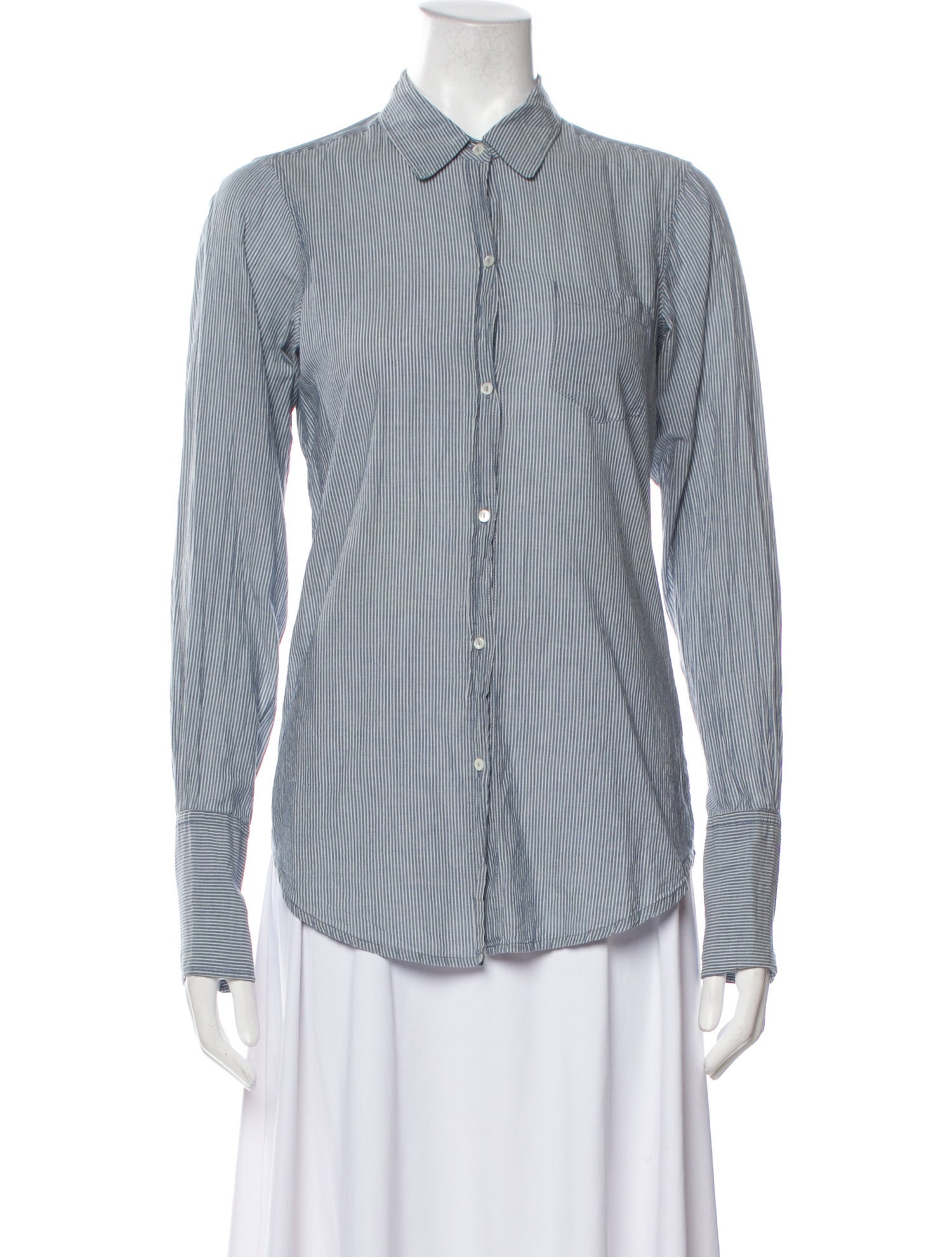 Nili Lotan Striped Long Sleeve Button-Up Top