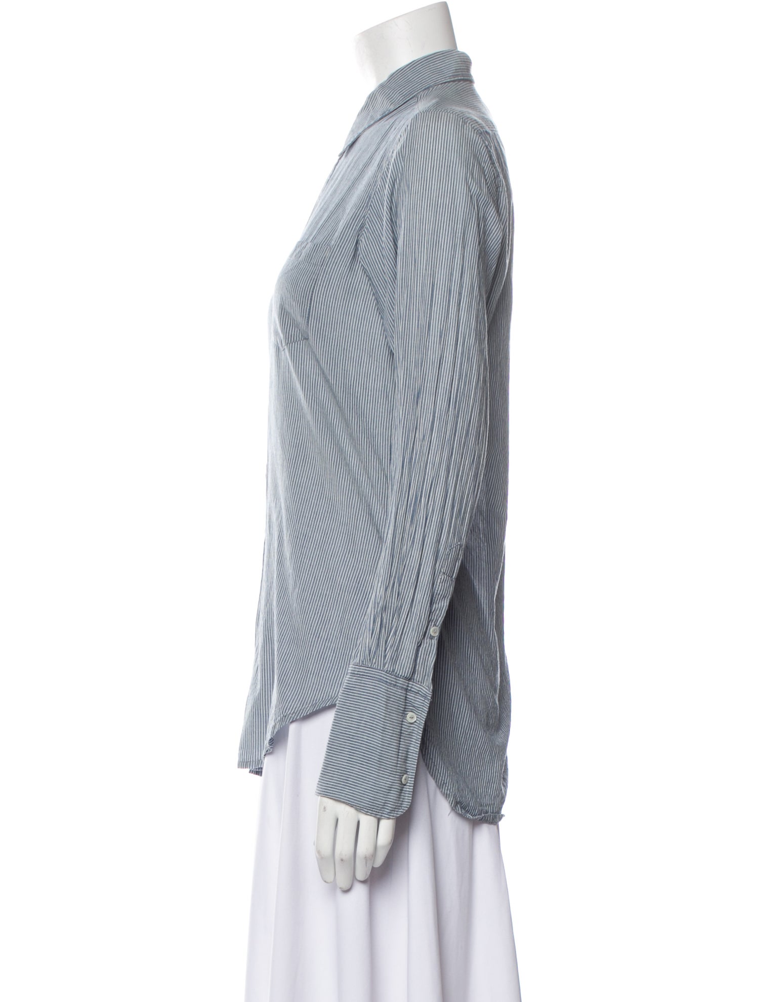 Nili Lotan Striped Long Sleeve Button-Up Top