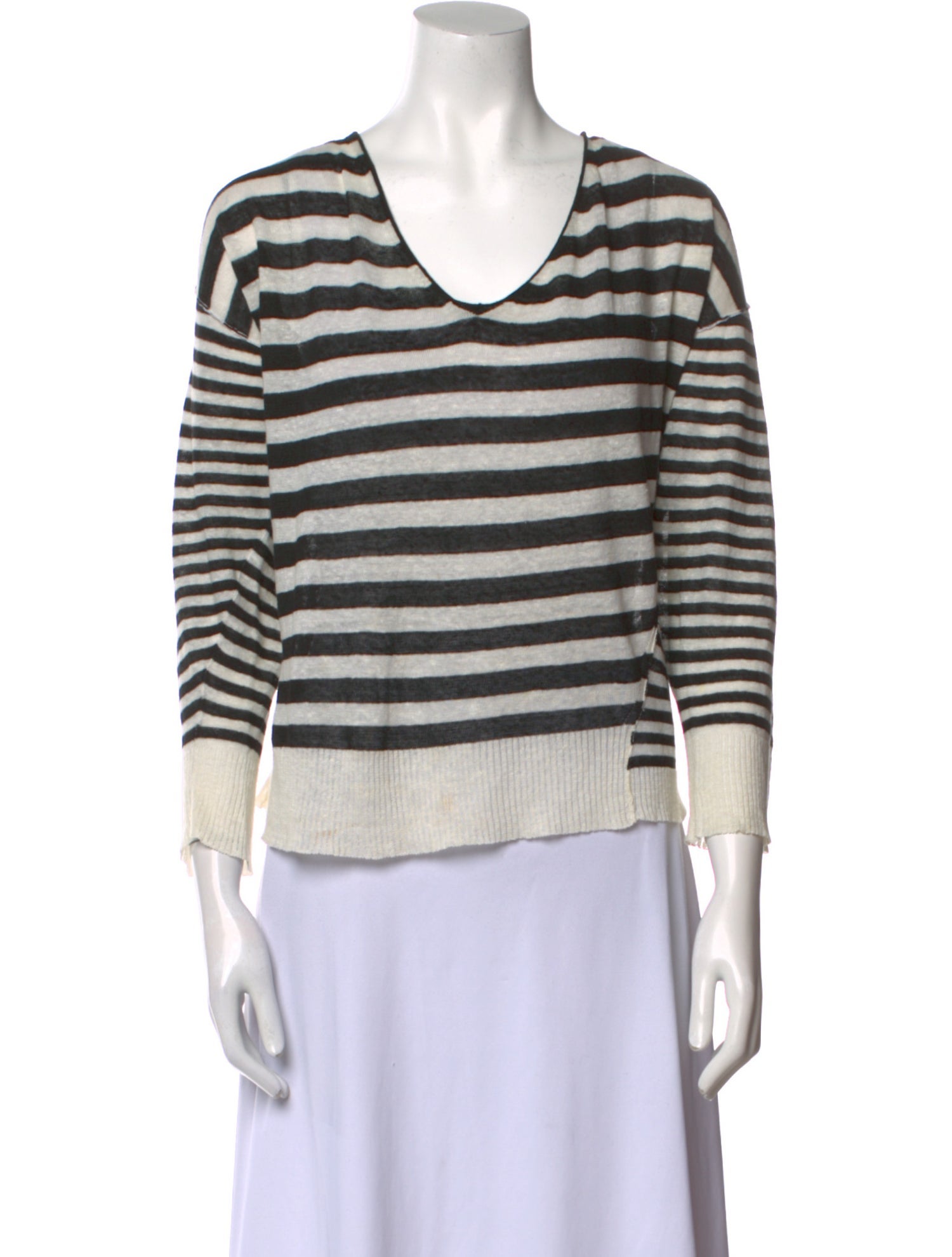 Nili Lotan Striped V-Neck Sweater